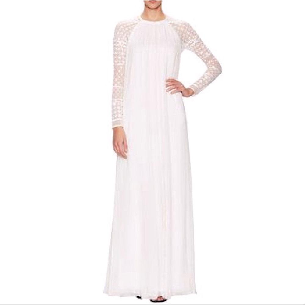 Temperley London Angeli Long Fishnet Ivory Dress